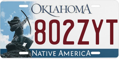 OK license plate 802ZYT