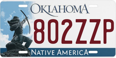 OK license plate 802ZZP