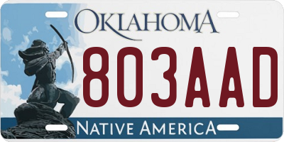 OK license plate 803AAD