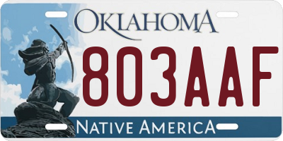 OK license plate 803AAF