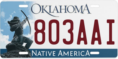 OK license plate 803AAI