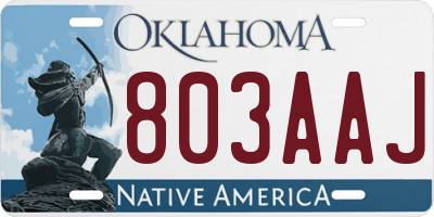 OK license plate 803AAJ