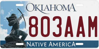 OK license plate 803AAM