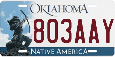 OK license plate 803AAY