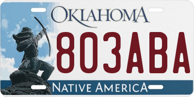 OK license plate 803ABA