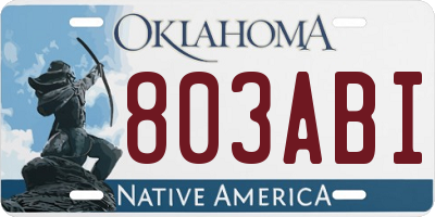 OK license plate 803ABI