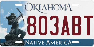 OK license plate 803ABT