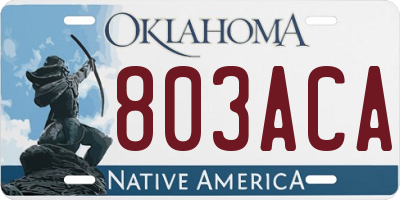 OK license plate 803ACA