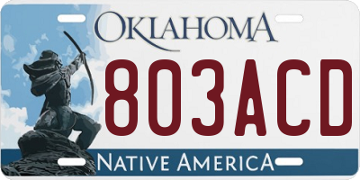 OK license plate 803ACD