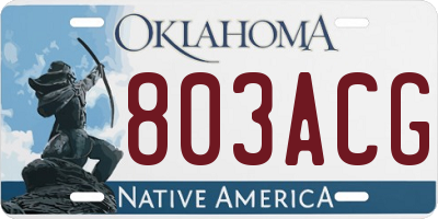 OK license plate 803ACG