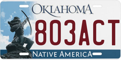 OK license plate 803ACT