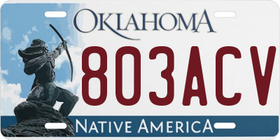 OK license plate 803ACV