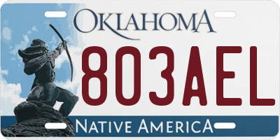 OK license plate 803AEL