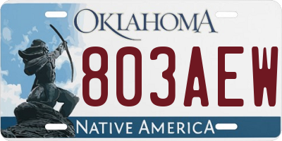 OK license plate 803AEW