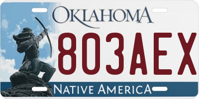 OK license plate 803AEX