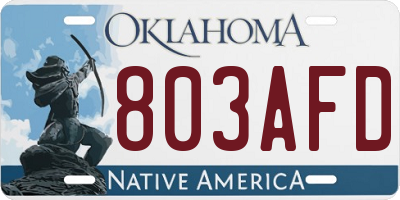 OK license plate 803AFD