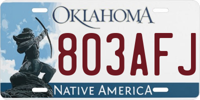 OK license plate 803AFJ