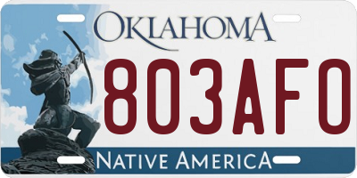 OK license plate 803AFO
