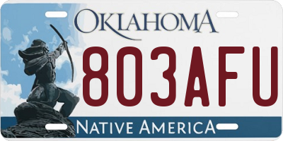 OK license plate 803AFU