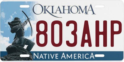 OK license plate 803AHP