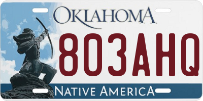 OK license plate 803AHQ