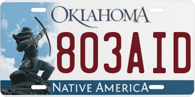 OK license plate 803AID