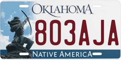 OK license plate 803AJA