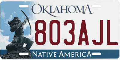 OK license plate 803AJL