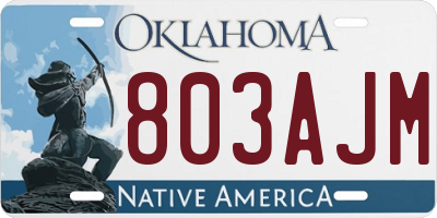 OK license plate 803AJM