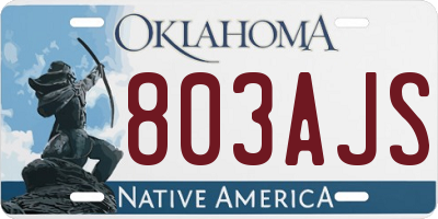 OK license plate 803AJS