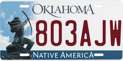 OK license plate 803AJW