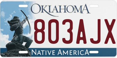 OK license plate 803AJX