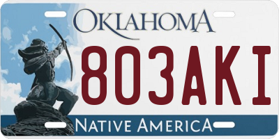 OK license plate 803AKI