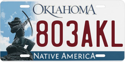 OK license plate 803AKL