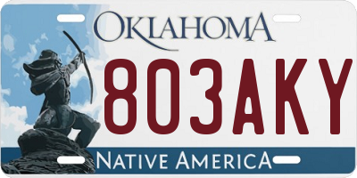 OK license plate 803AKY