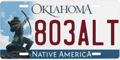 OK license plate 803ALT
