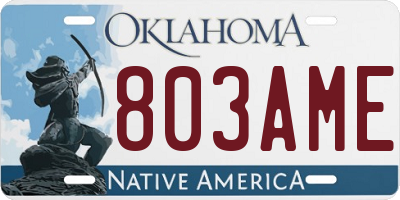 OK license plate 803AME