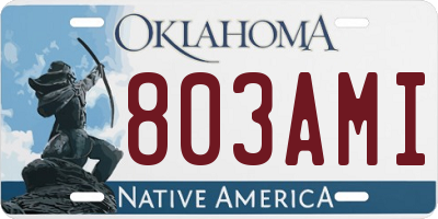OK license plate 803AMI
