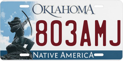 OK license plate 803AMJ