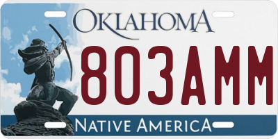 OK license plate 803AMM