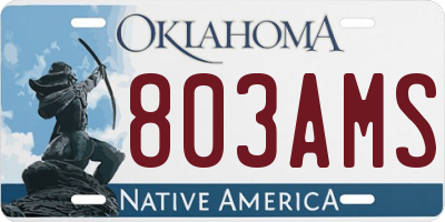 OK license plate 803AMS