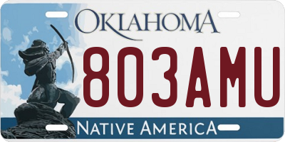 OK license plate 803AMU