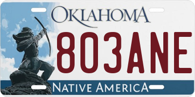 OK license plate 803ANE