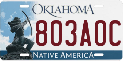 OK license plate 803AOC