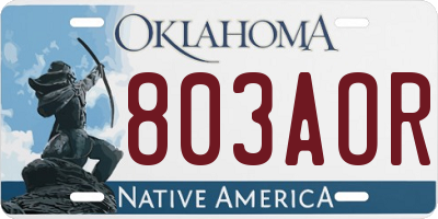 OK license plate 803AOR