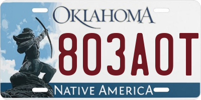 OK license plate 803AOT