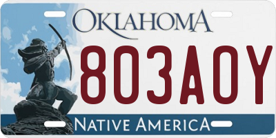 OK license plate 803AOY