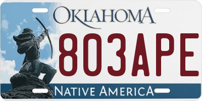 OK license plate 803APE