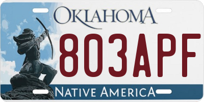 OK license plate 803APF