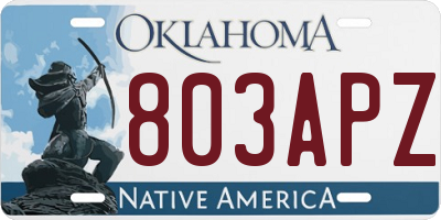 OK license plate 803APZ
